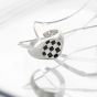Geometry Round White Black Chessboard 925 Sterling Silver Adjustable Ring