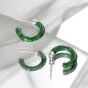 Office Green C Shape 925 Sterling Silver Hoop Earrings