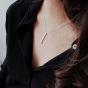 Simple Geometry Square Bar 925 Sterling Silver Necklace