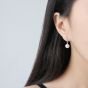 Elegant Round Shell Pearl CZ 925 Sterling Silver Stud Earrings