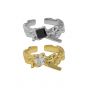 Irregular Geometry Square CZ Hot 925 Sterling Silver Adjustable Ring