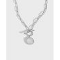 Graduation Round Natural Crystal OT Hollow Chain 925 Sterling Silver Necklace