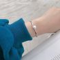 Simple Round Shell Pearl 925 Sterling Silver Open Bangle