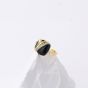 Fashion Black Natural Agate CZ Square Button 925 Sterling Silver Adjustable Ring