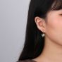 Women Natural Malachite CZ Heart 925 Sterling Silver Dangling Earrings
