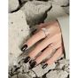 Fashion Double Layers Drop Water 925 Sterling Silver Adjustable Ring