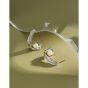 Geometry C Shape Natural Pearl 925 Sterling Silver Stud Earrings