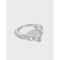 Simple Irregular Leaf 925 Sterling Silver Adjustable Ring
