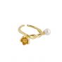 Women Shell Pearl Flower Knot 925 Sterling Silver Adjustable Ring