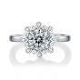 Wedding Moissanite CZ Peonies Flower 925 Sterling Silver Adjustable Ring