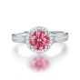 Women Pink Round Moissanite CZ 925 Sterling Silver Adjustable Ring