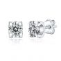 Holiday Four Claw Moissanite CZ 925 Sterling Silver Stud Earrings