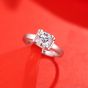 Fashion Moissanite CZ Geometry Square 925 Sterling Silver Adjustable Ring