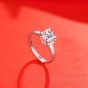 Fashion Moissanite CZ Geometry Square 925 Sterling Silver Adjustable Ring
