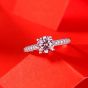 Lady Four Claw Moissanite CZ Simple 925 Sterling Silver Adjustable Ring