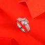 Lady 1ct Four Claw Moissanite CZ Lines 925 Sterling Silver Adjustable Ring
