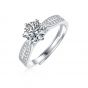 Lady 1ct Six Claw Moissanite CZ 925 Sterling Silver Adjustable Ring
