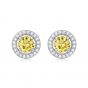 Simple Round Yellow Moissanite CZ 925 Sterling Silver Stud Earrings