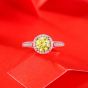 Gift Yellow Round Moissanite CZ 925 Sterling Silver Adjustable Ring