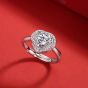 Bridesmaid Irregular Moissanite CZ Heart 925 Sterling Silver Adjustable Ring