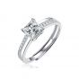 Classic 1ct Moissanite CZ Square 925 Sterling Silver Adjustable Ring