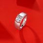 Men's Round Moissanite CZ Wide 925 Sterling Silver Adjustable Ring
