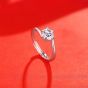 Hot Stagger Six Claw Round Moissanite CZ Lines 925 Sterling Silver Adjustable Ring