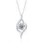 Wedding Round Moissanite CZ Heart 925 Sterling Silver Necklace