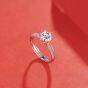 Bridesmaid Six Claw Round Moissanite CZ Lines 925 Sterling Silver Adjustable Ring