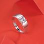 Men Round Moissanite CZ Geometry 925 Sterling Silver Adjustable Ring