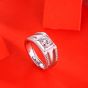Men's  Moissanite CZ Geometry Square 925 Sterling Silver Adjustable Ring
