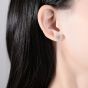 Women Moissanite CZ Sunshine Round 925 Sterling Silver Stud Earrings