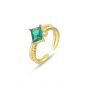 Elegant Green CZ Rhombus 925 Sterling Silver Adjustable Ring