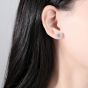 Women Moissanite CZ Flower 925 Sterling Silver Stud Earrings