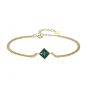 Elegant Green CZ Square Curb Chain 925 Sterling Silver Bracelet
