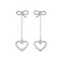 Sweet Hollow CZ Heart Bowknot 925 Sterling Silver Dangling Earrings