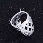Fashion Grid Hollow Men 925 Silver Oval Gemstone Adjustable DIY Ring Setting