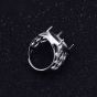 Fashion Grid Hollow Men 925 Silver Oval Gemstone Adjustable DIY Ring Setting