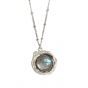 Gift Round Natural Anemousite White Crystal Irregular 925 Sterling Silver Necklace