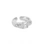 Simple Irregular Geometry Square CZ 925 Sterling Silver Adjustable Ring