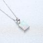 Elegant Rectangle Created Opal Geometry 925 Sterling Silver Necklace