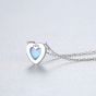 Simple Heart Created Opal 925 Sterling Silver Necklace