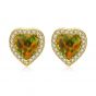 Cute Heart Created Opal CZ 925 Sterling Silver Stud Earrings