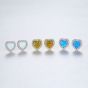 Cute Heart Created Opal CZ 925 Sterling Silver Stud Earrings