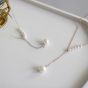 Women Round Shell Pearls Y Shape 925 Sterling Silver Necklace