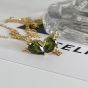 Green CZ Leaves Bud Girl 925 Sterling Silver Necklace