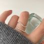 Casual Double Layers Irregular Wave Wide 925 Sterling Silver Adjustable Ring