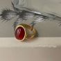 Elegant Red Oval Natural Agate 925 Sterling Silver Adjustable Ring