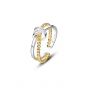 Fashion Double Layers Beads Knot 925 Sterling Silver Adjustable Ring