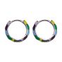 Colorful Epoxy Circle 925 Sterling Silver Huggie Hoop Earrings